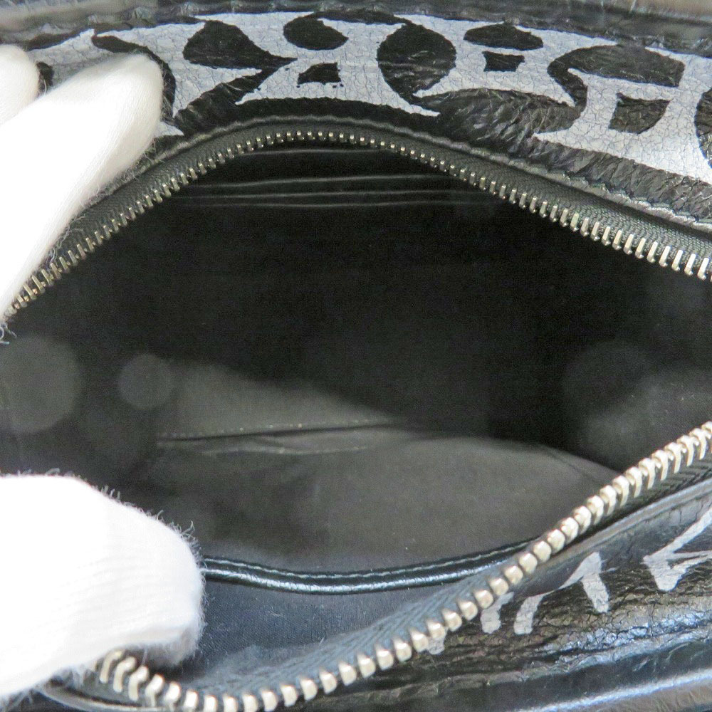 Balenciaga Bazaar Shopper Graffiti Arena Leather Handbag Black View 5
